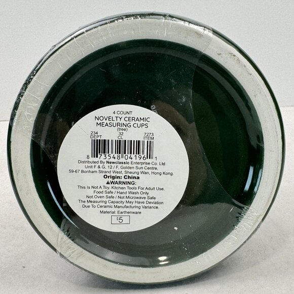 Stackable Ceramic Christmas Tree Measuring Cups 1/4 To 1 Cup Green Holiday NEW - Picture 7 of 9